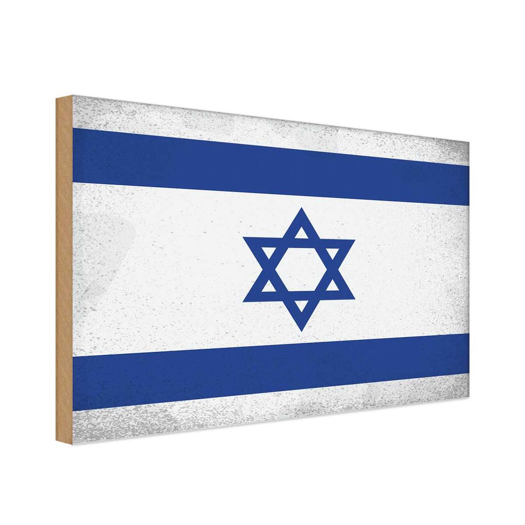 Holzschild 20x30 cm Israel Vintage Flagge Fahne Wappen