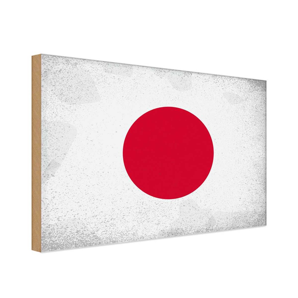 Holzschild 20x30 cm Japan Vintage Flagge Fahne Wappen