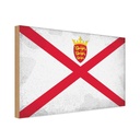 Holzschild 20x30 cm Jersey Vintage Flagge Fahne Wappen