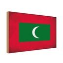 Holzschild 20x30 cm Malediven Maldives Vintage Flagge Abenteuer Reisen