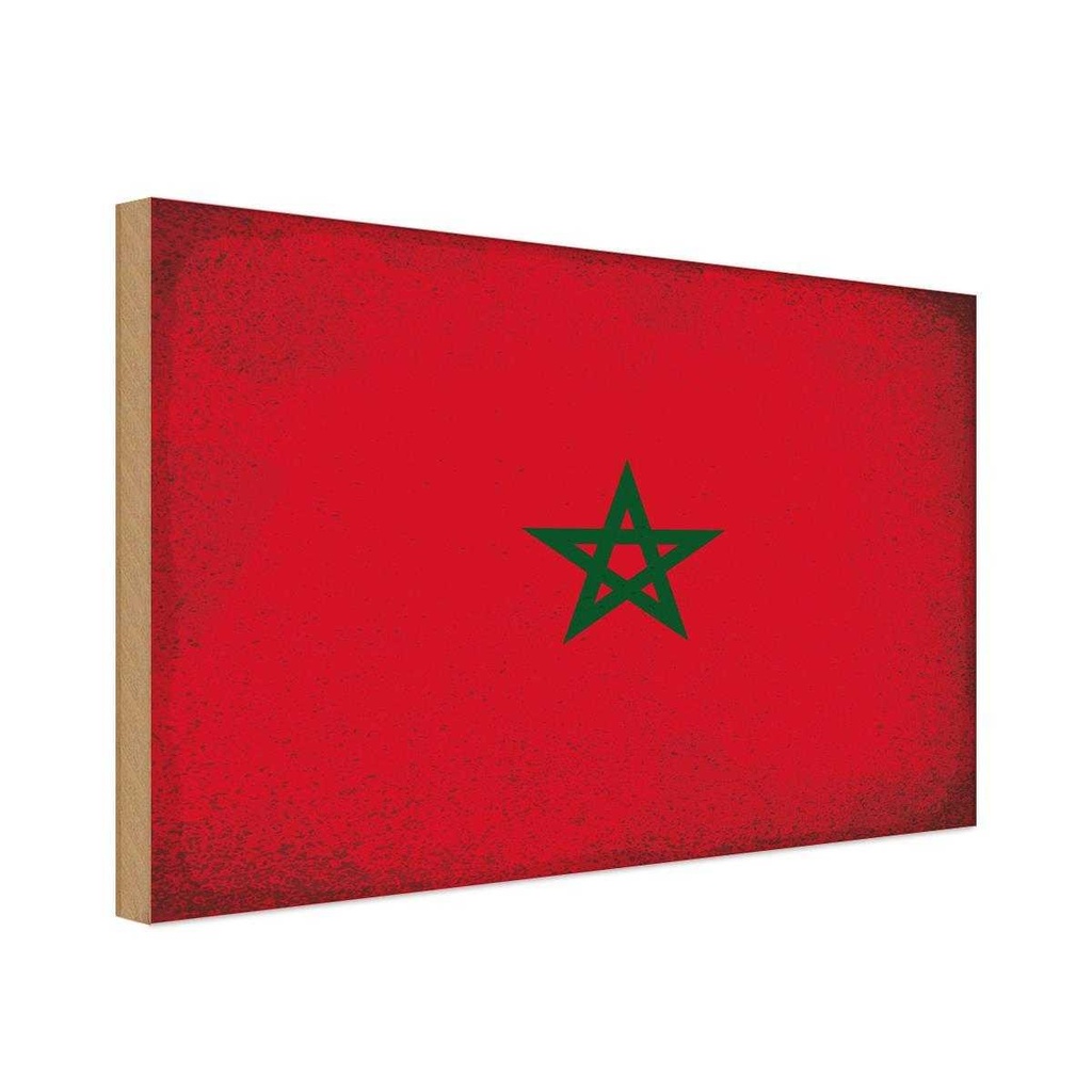 Holzschild 20x30 cm Marokko Morocco Vintage Flagge Fahne Wappen