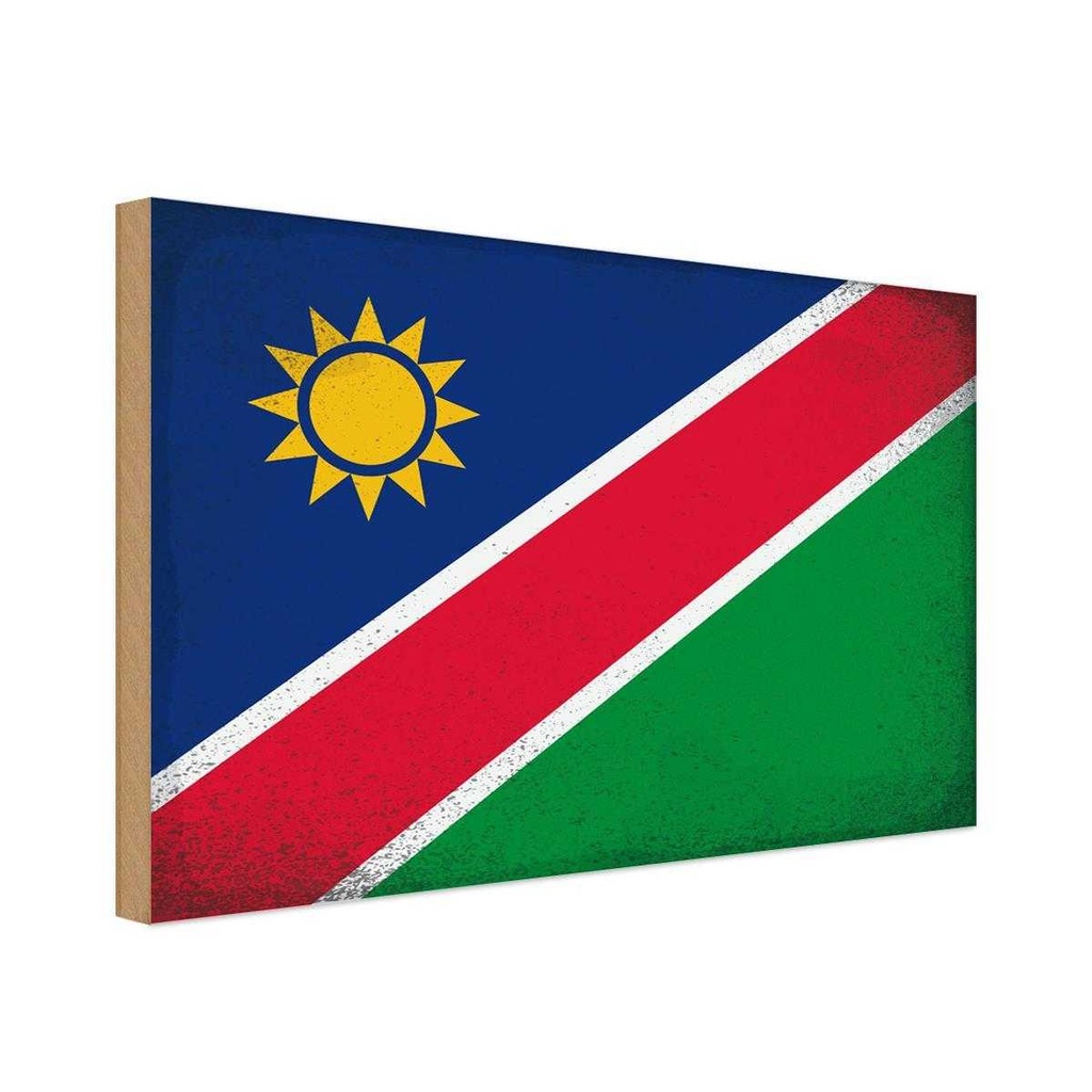 Holzschild 20x30 cm Namibia Vintage Flagge Fahne Wappen