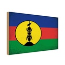 Holzschild 20x30 cm Neukaledonien Vintage Flagge Fahne Wappen