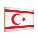 Holzschild 20x30 cm Nordzypern Vintage Flagge Fahne Wappen
