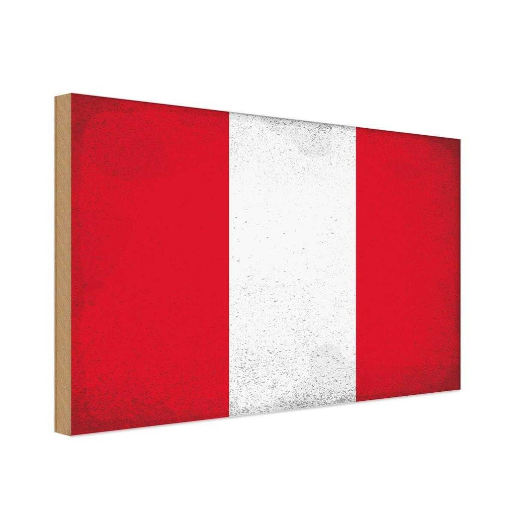 Holzschild 20x30 cm Peru Vintage Flagge Fahne Wappen