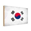 Holzschild 20x30 cm Südkorea South Korea Vintage Flagge Fahne Wappen