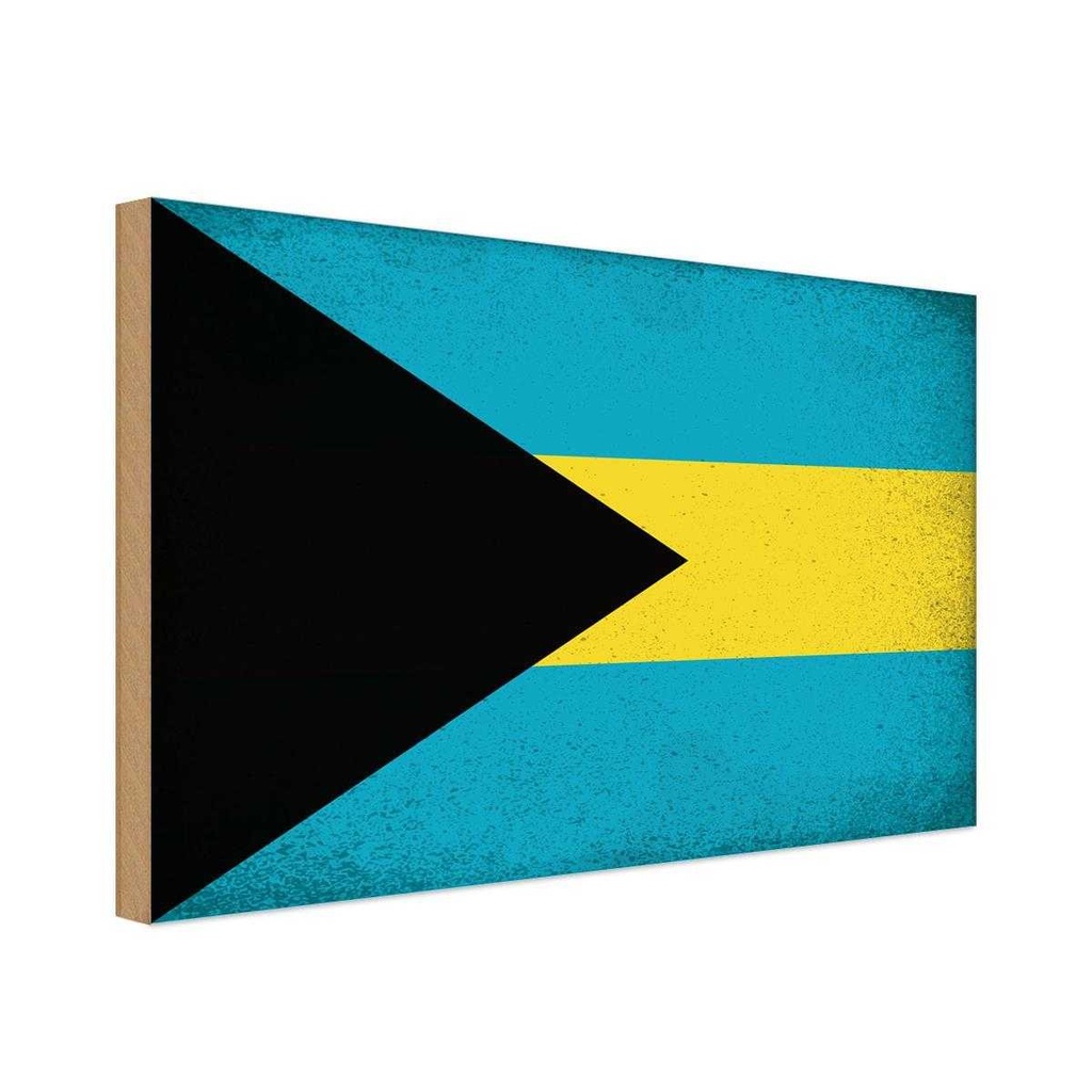 Holzschild 20x30 cm Bahama Bahamas Vintage Flagge Fahne Wappen