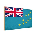 Holzschild 20x30 cm Tuvalu Vintage Flagge Fahne Wappen