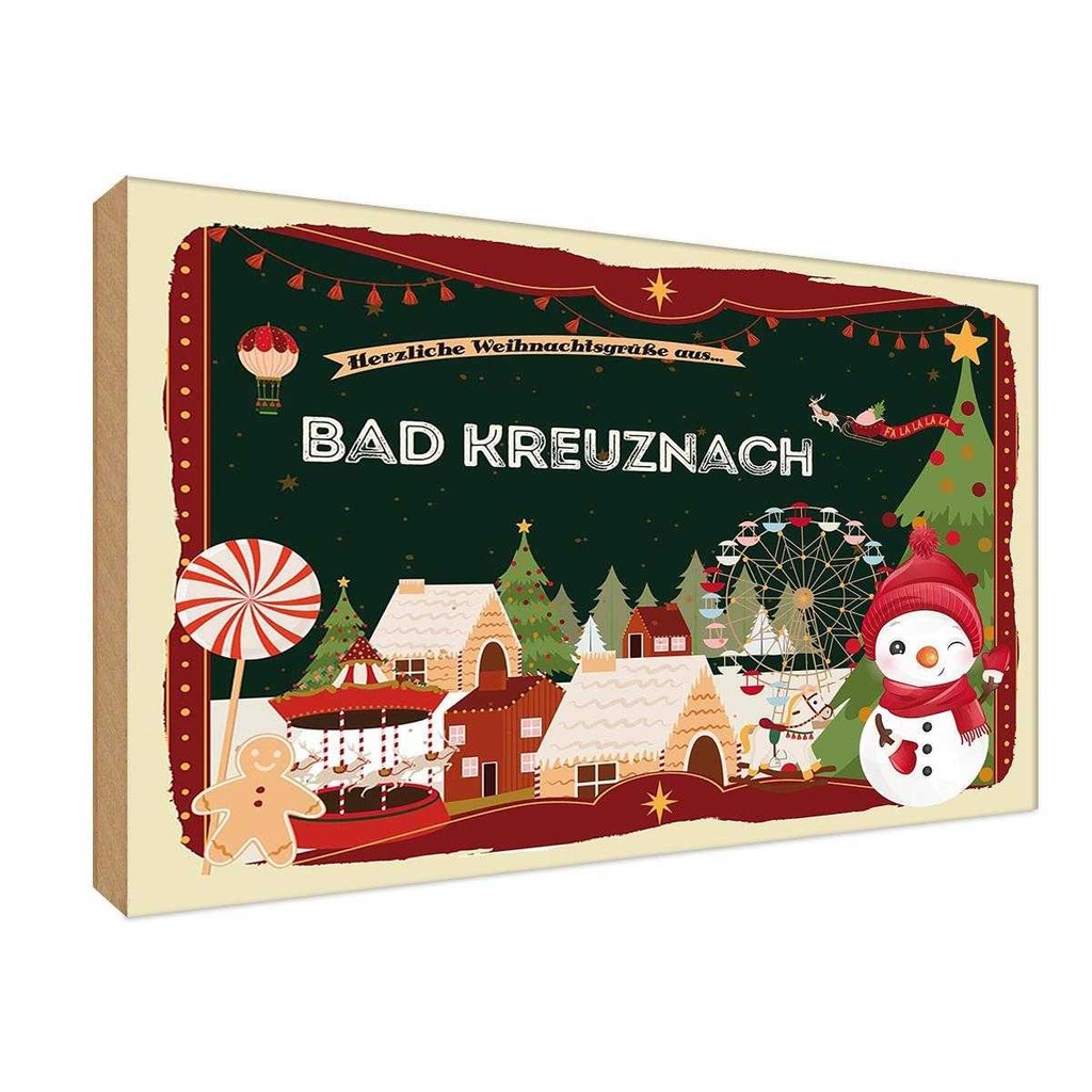 Holzschild 20x30 cm Weihnachten BAD KREUZNACH