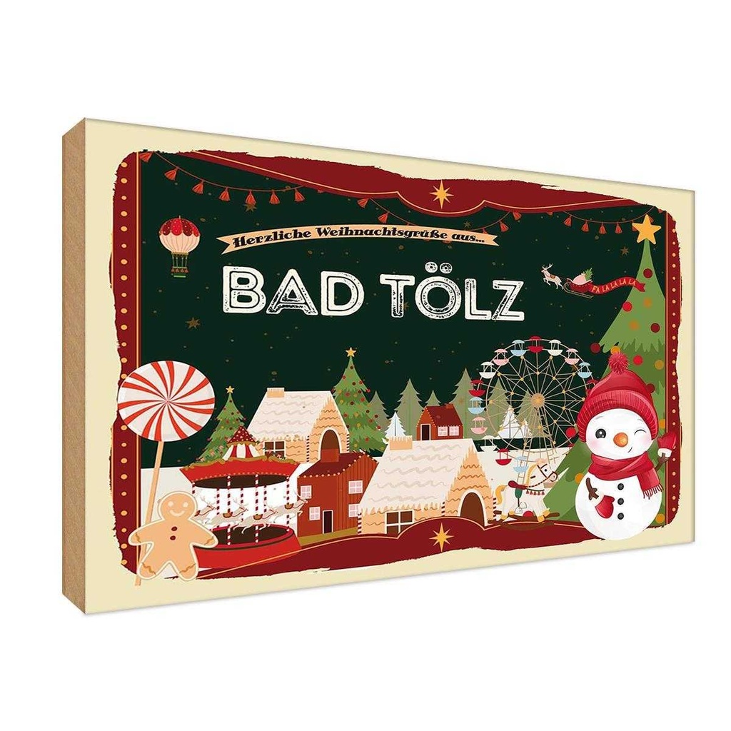 Holzschild 20x30 cm Weihnachten BAD TÖLZ