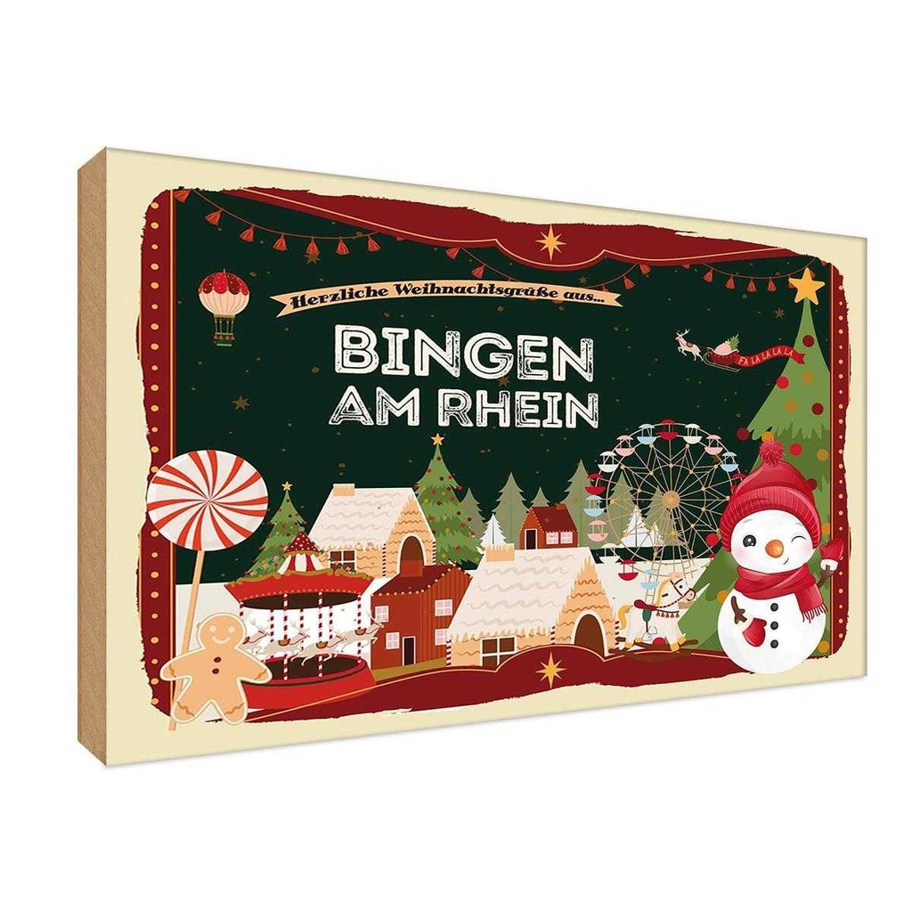 Holzschild 20x30 cm Weihnachten BINGEN AM RHEIN
