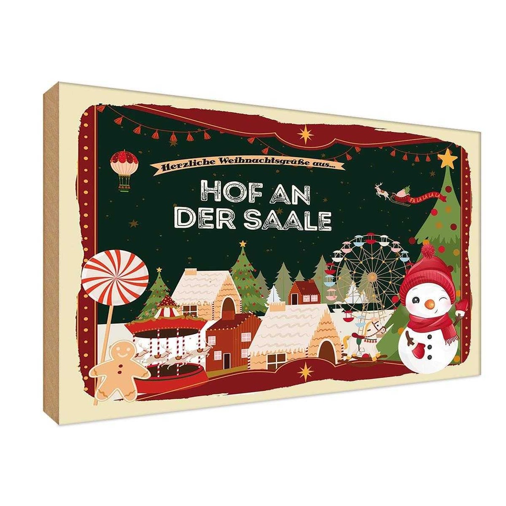 Holzschild 20x30 cm Weihnachten HOF AN DER SAALE