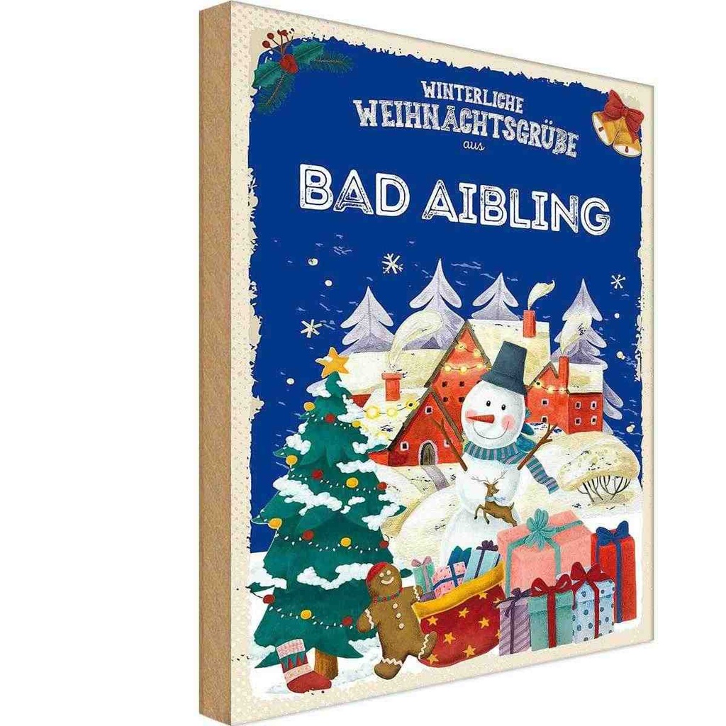 Holzschild 30x20 cm Weihnachtsgrüße aus BAD AIBLING Weihnachten