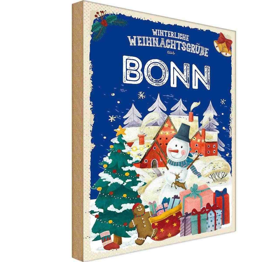 Holzschild 30x20 cm Weihnachtsgrüße aus BONN Weihnachten