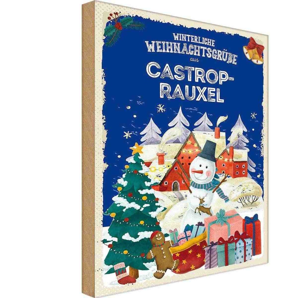 Holzschild 30x20 cm Weihnachtsgrüße CASTROP-RAUXEL Weihnachten