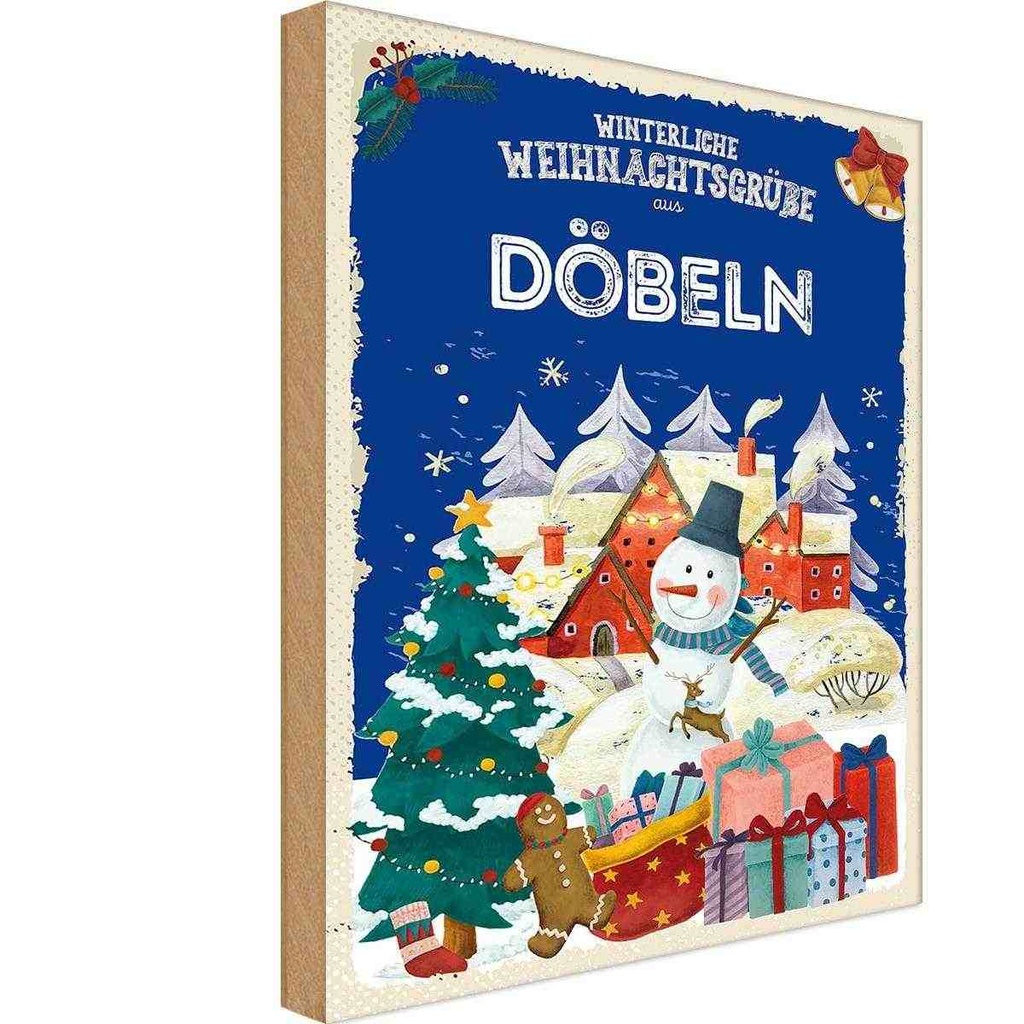 Holzschild 30x20 cm Weihnachtsgrüße aus DÖBELN Weihnachten