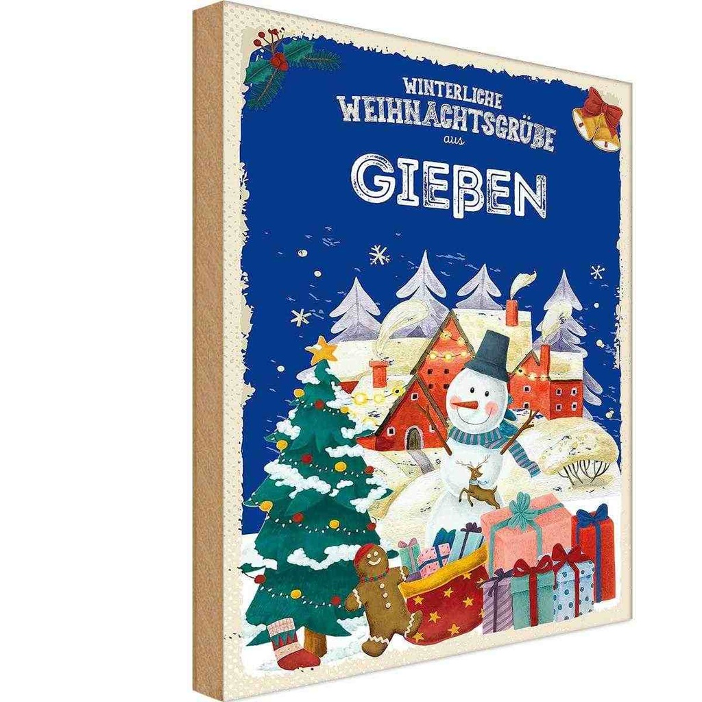 Holzschild 30x20 cm Weihnachtsgrüße aus GIEßEN Weihnachten