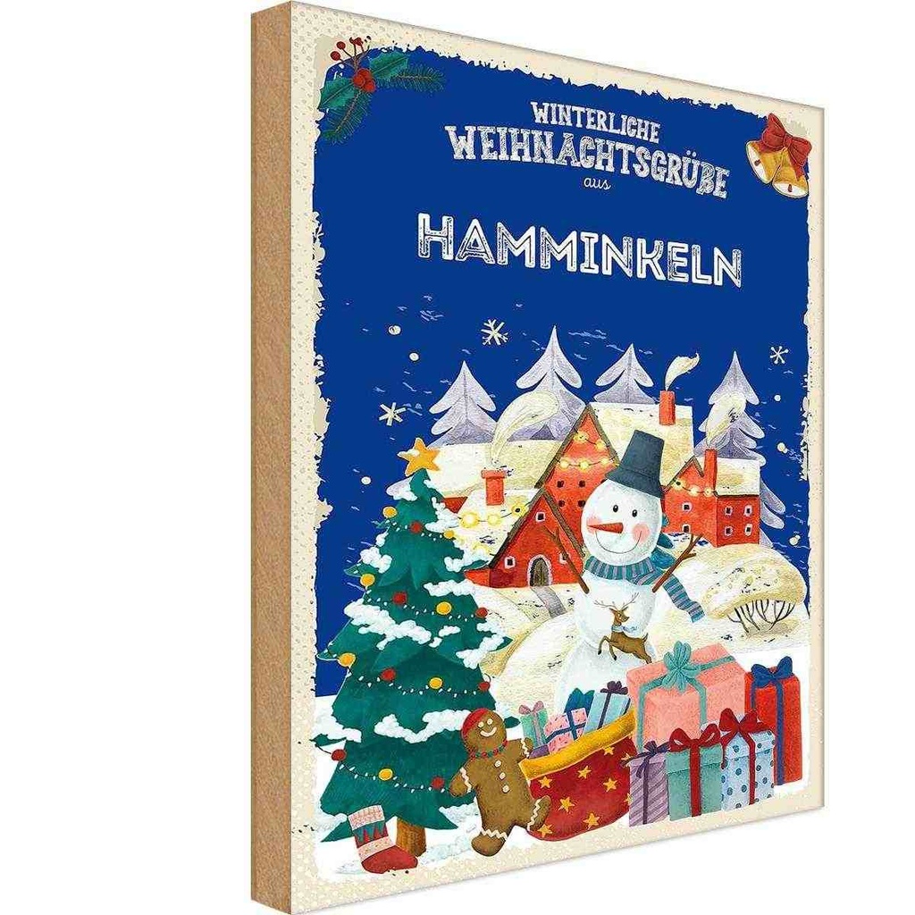 Holzschild 30x20 cm Weihnachtsgrüße HAMMINKELN Weihnachten