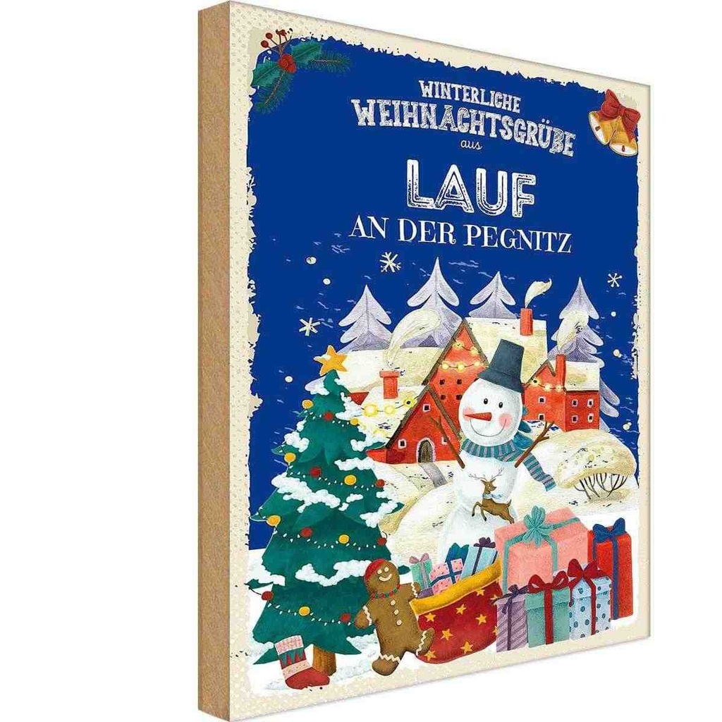 Holzschild 30x20 cm Weihnachtsgrüße LAUF AN DER PEGNITZ Weihnachten