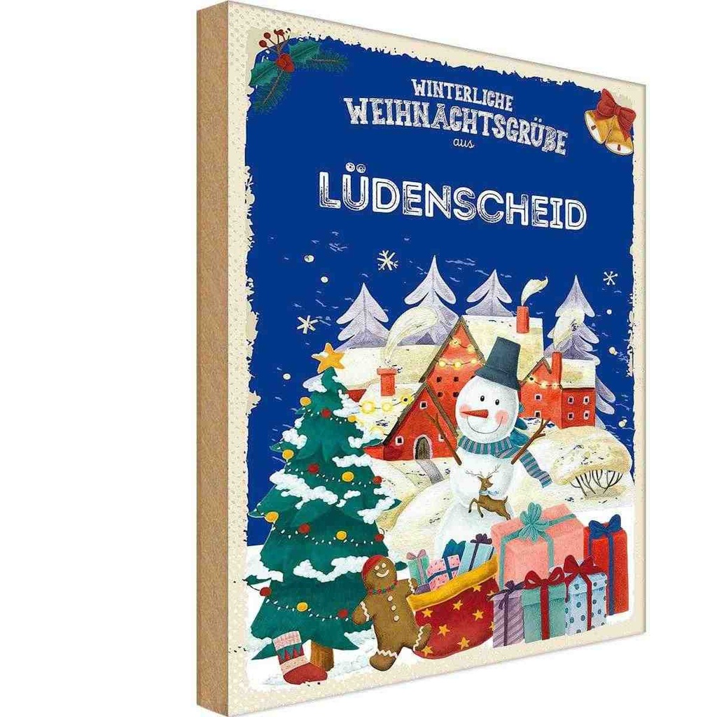 Holzschild 30x20 cm Weihnachtsgrüße LÜDENSCHEID Weihnachten