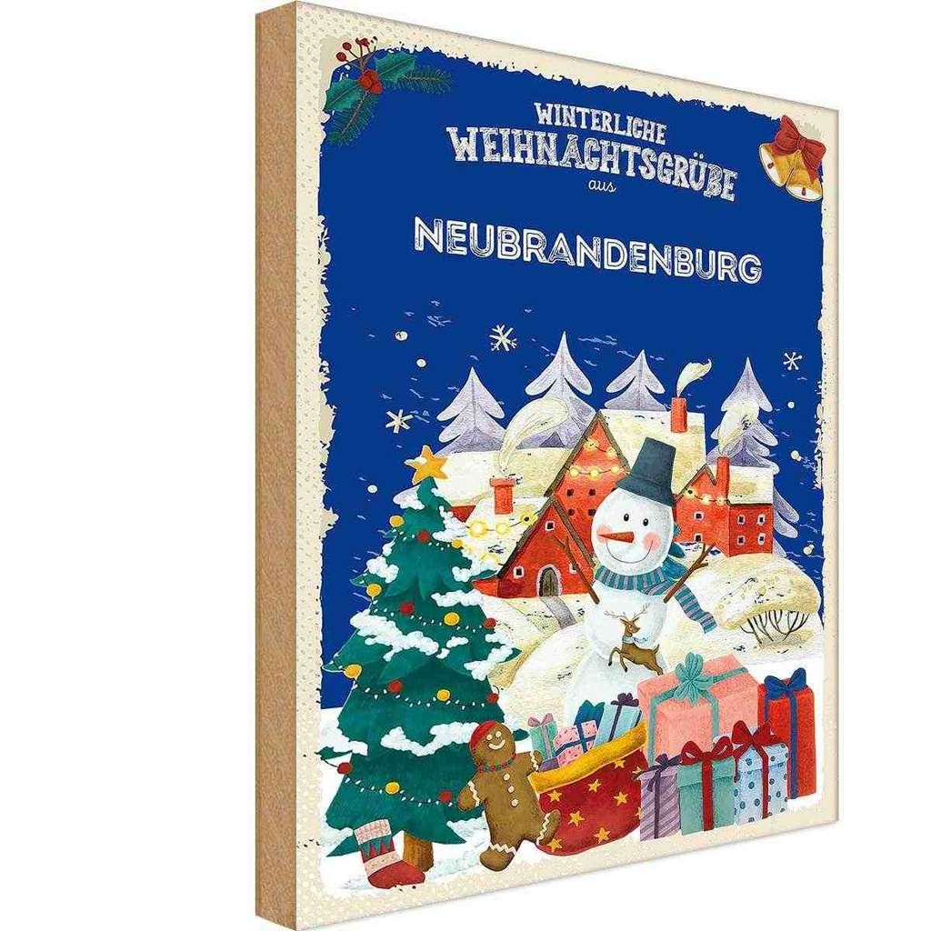 Holzschild 30x20 cm Weihnachtsgrüße aus NEUBRANDENBURG Weihnachten