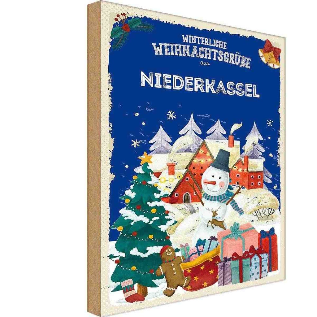 Holzschild 30x20 cm Weihnachtsgrüße NIEDERKASSEL Weihnachten