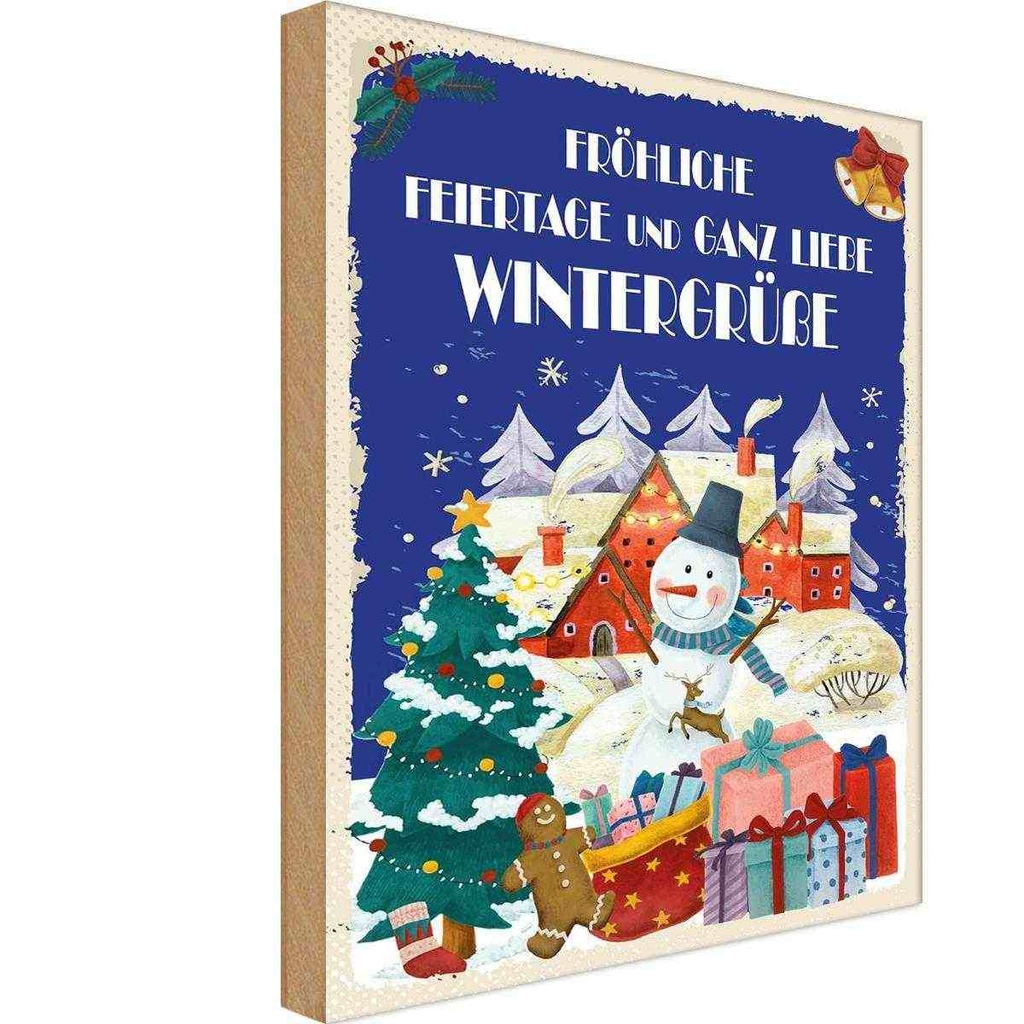 Holzschild 30x20 cm liebe WintergrüßeWeihnachtsgrüße Spruch Zitat