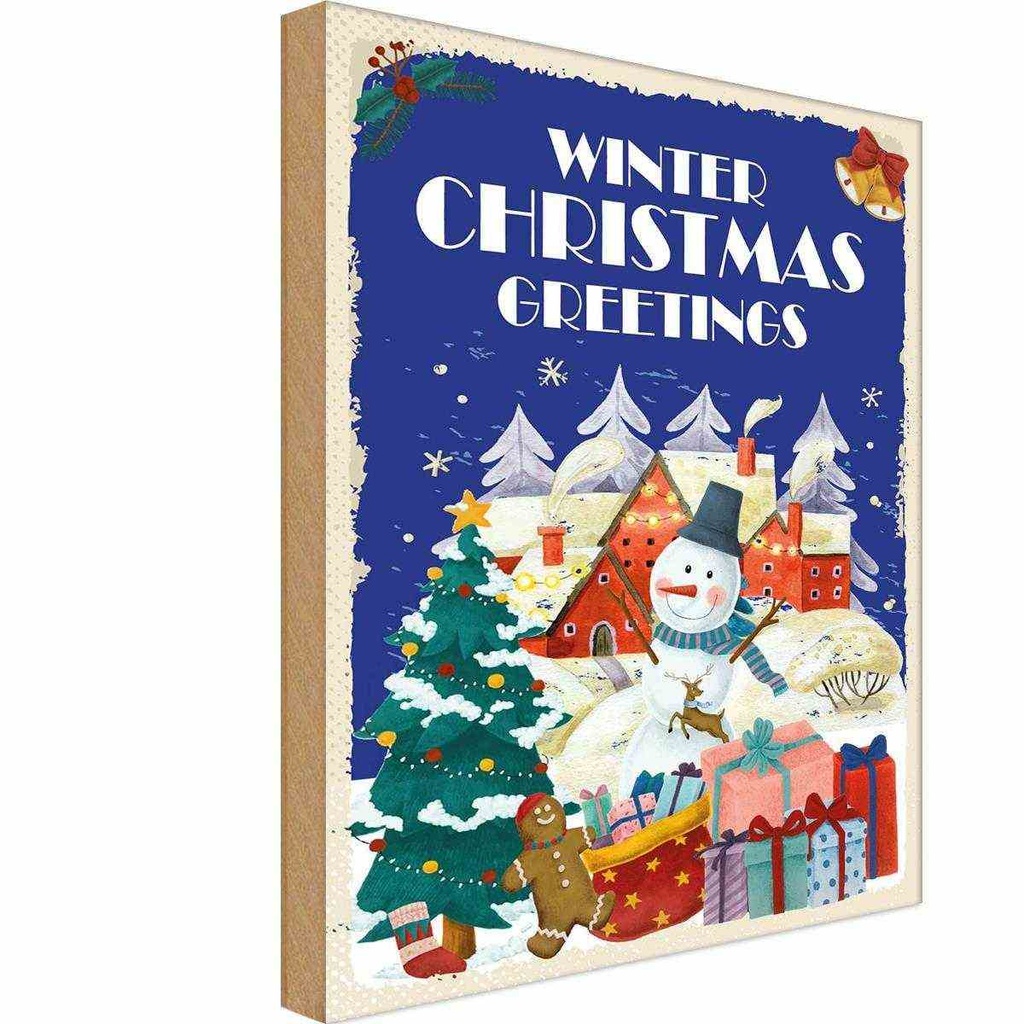Holzschild 30x20 cm Christmas winter greetings