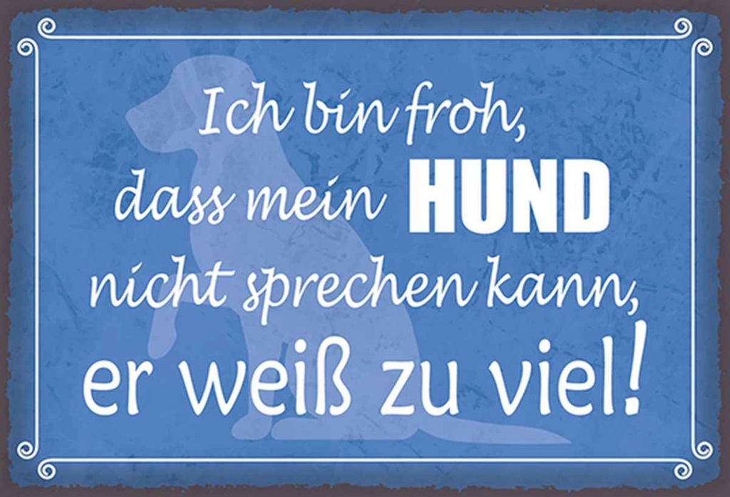 Holzschild 20x30 cm froh mein Hund nicht sprechen