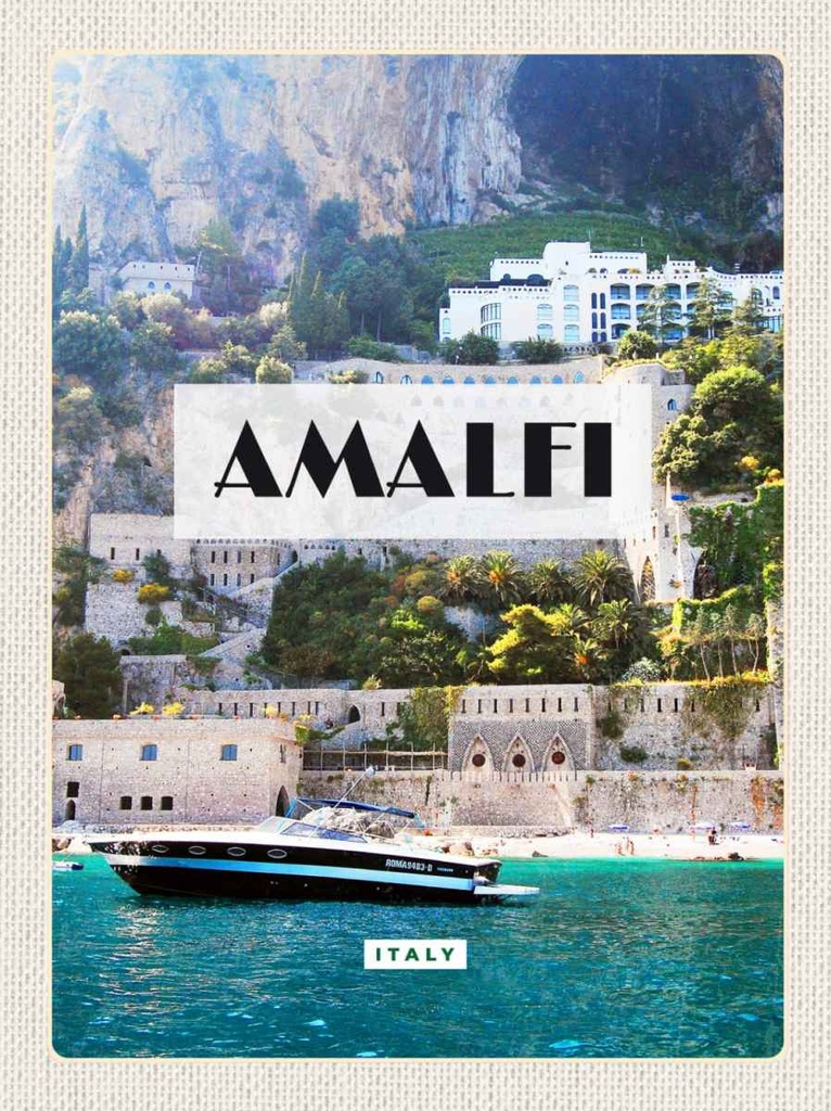 Holzschild 30x20 cm Amalfi Italy Touristik Bildmotiv Reisemotiv Abenteuer Reisen