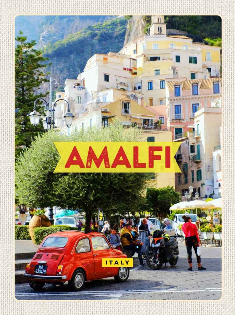 Holzschild 30x20 cm Amalfi Italy Ferien Bildmotiv Reisemotiv Abenteuer Reisen