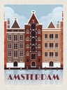 Holzschild 30x20 cm Amsterdam Reiseziel Bildmotiv Reisemotiv Abenteuer Reisen