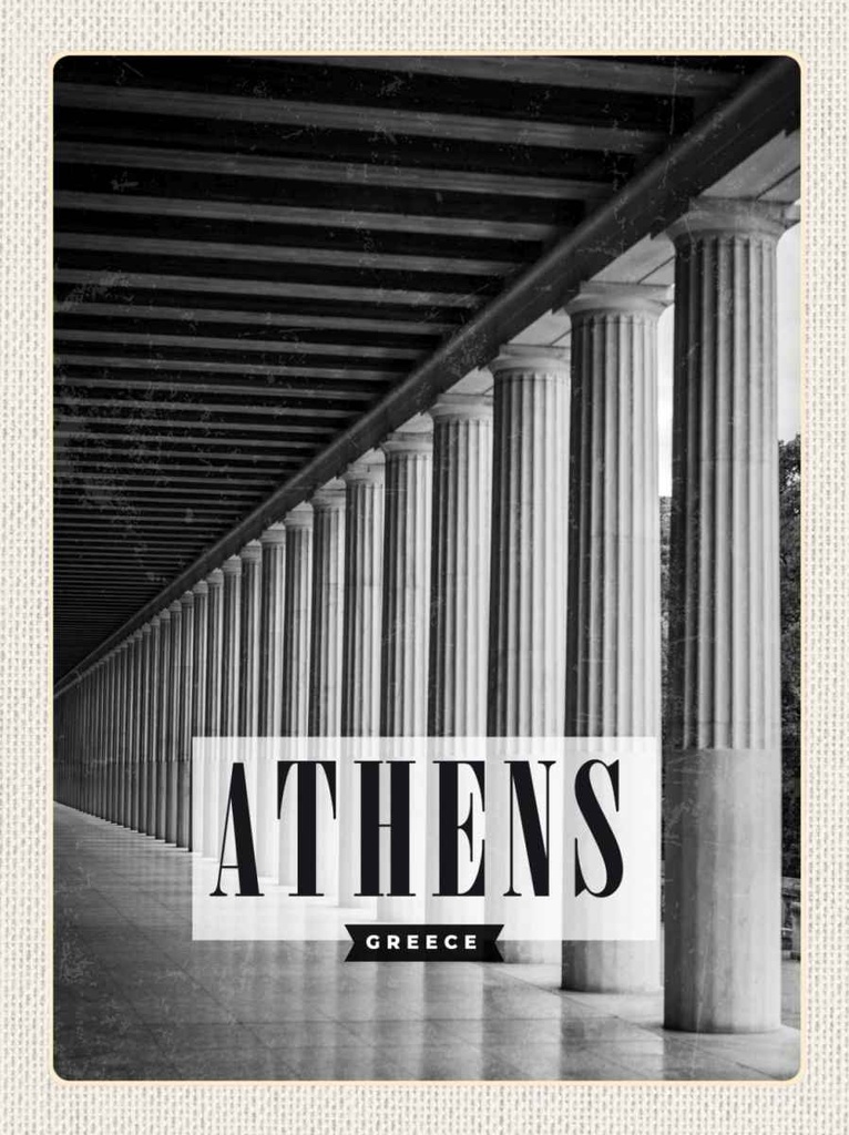 Holzschild 30x20 cm Retro Athens Greece Antik Bildmotiv Reisemotiv Abenteuer Reisen