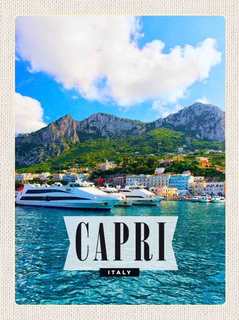 Holzschild 30x20 cm Capri Italy Insel Meer Urlaub Bildmotiv Reisemotiv Abenteuer Reisen