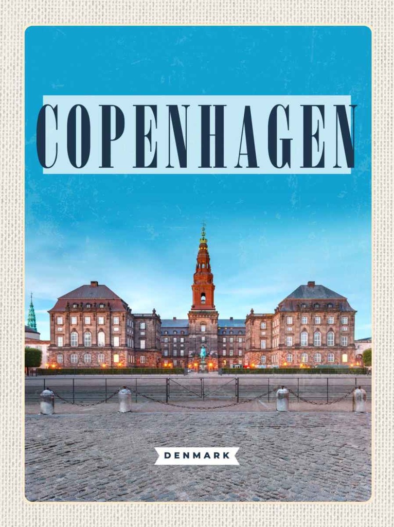 Holzschild 30x20 cm Retro Copenhagen Denmark Schloss Bildmotiv Reisemotiv Abenteuer Reisen
