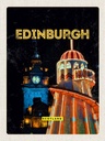 Holzschild 30x20 cm Edinburgh Scotland Nacht Lichter