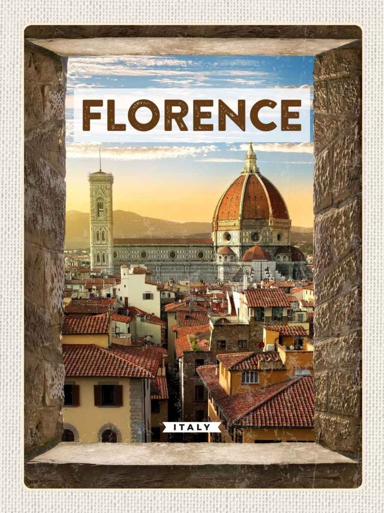 Holzschild 30x20 cm Florence Italy Italien Toscana Bildmotiv Reisemotiv Abenteuer Reisen