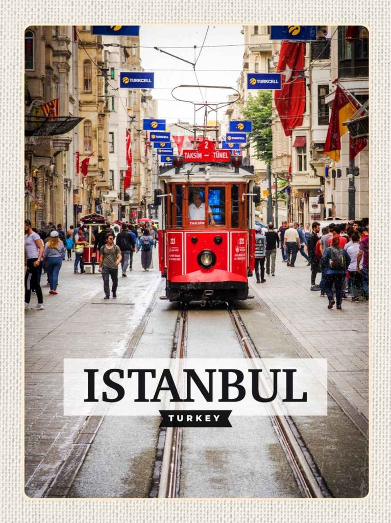 Holzschild 30x20 cm Istanbul Turkey Straßenbahn Reiseziel Bildmotiv Reisemotiv Abenteuer Reisen