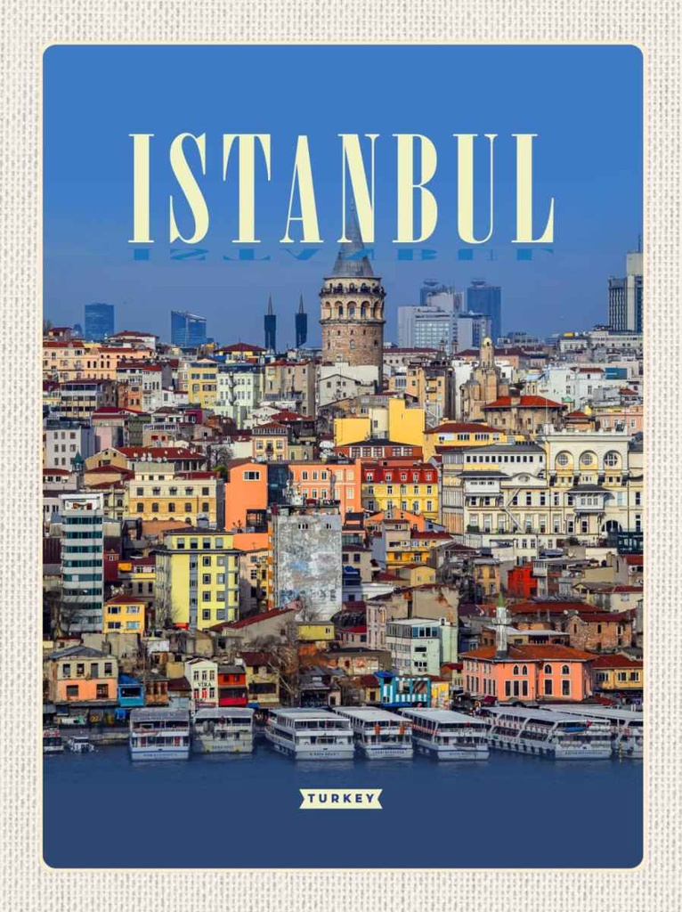 Holzschild 30x20 cm Istanbul Turkey City Guide Bildmotiv Reisemotiv Abenteuer Reisen