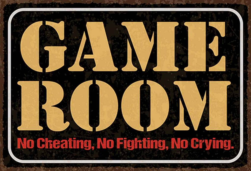 Holzschild 20x30 cm Game room no cheating no fighting