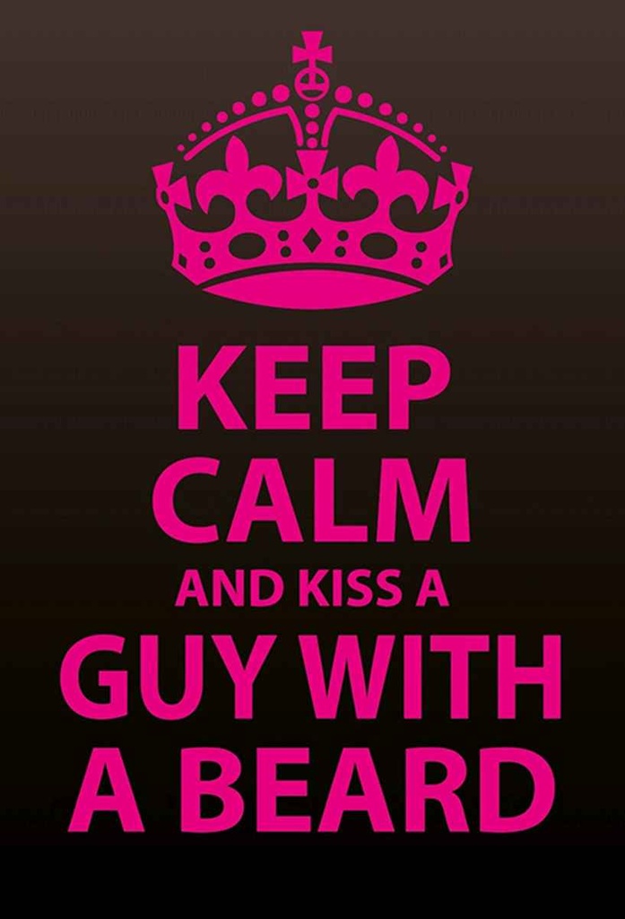 Holzschild 30x20 cm Keep Calm and kiss guy with a beard