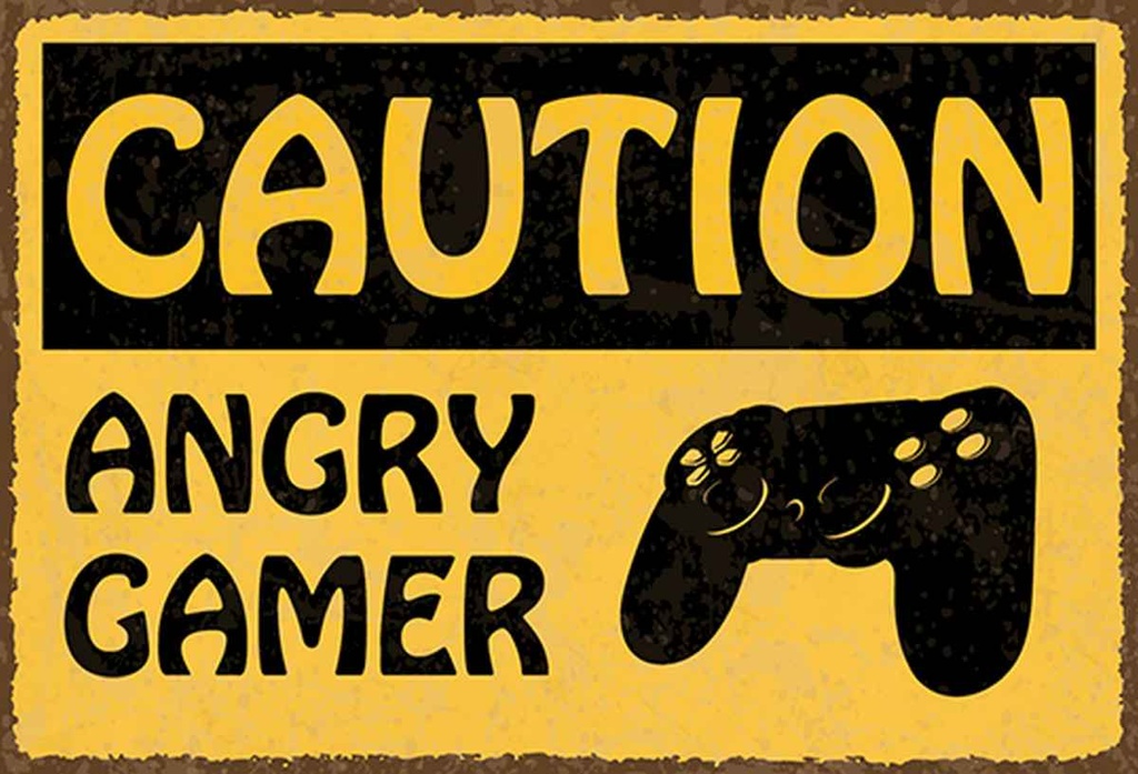 Holzschild 20x30 cm caution angry gamer Vorsicht wütender