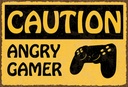Holzschild 20x30 cm caution angry gamer Vorsicht wütender