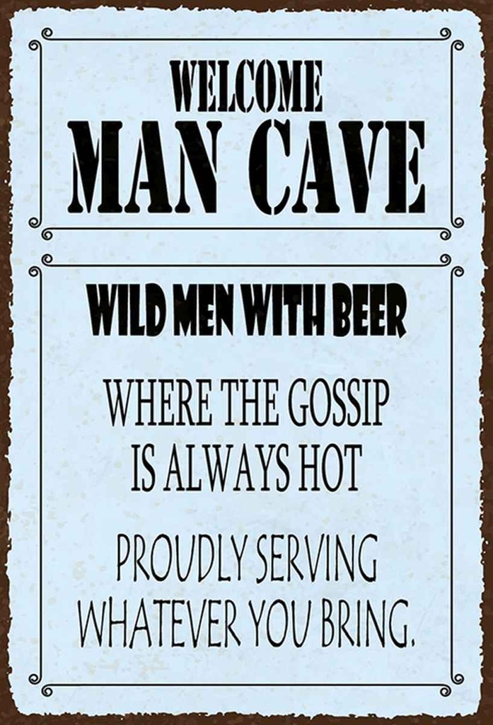 Holzschild 30x20 cm welcome man cave wild men with Beer