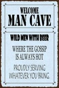 Holzschild 30x20 cm welcome man cave wild men with Beer