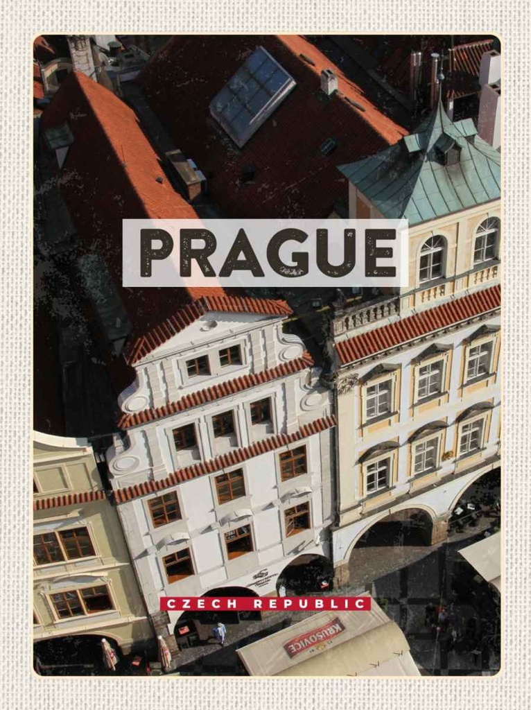 Holzschild 30x20 cm Prague Prag Altstadt Tschechien Bildmotiv Reisemotiv Abenteuer Reisen