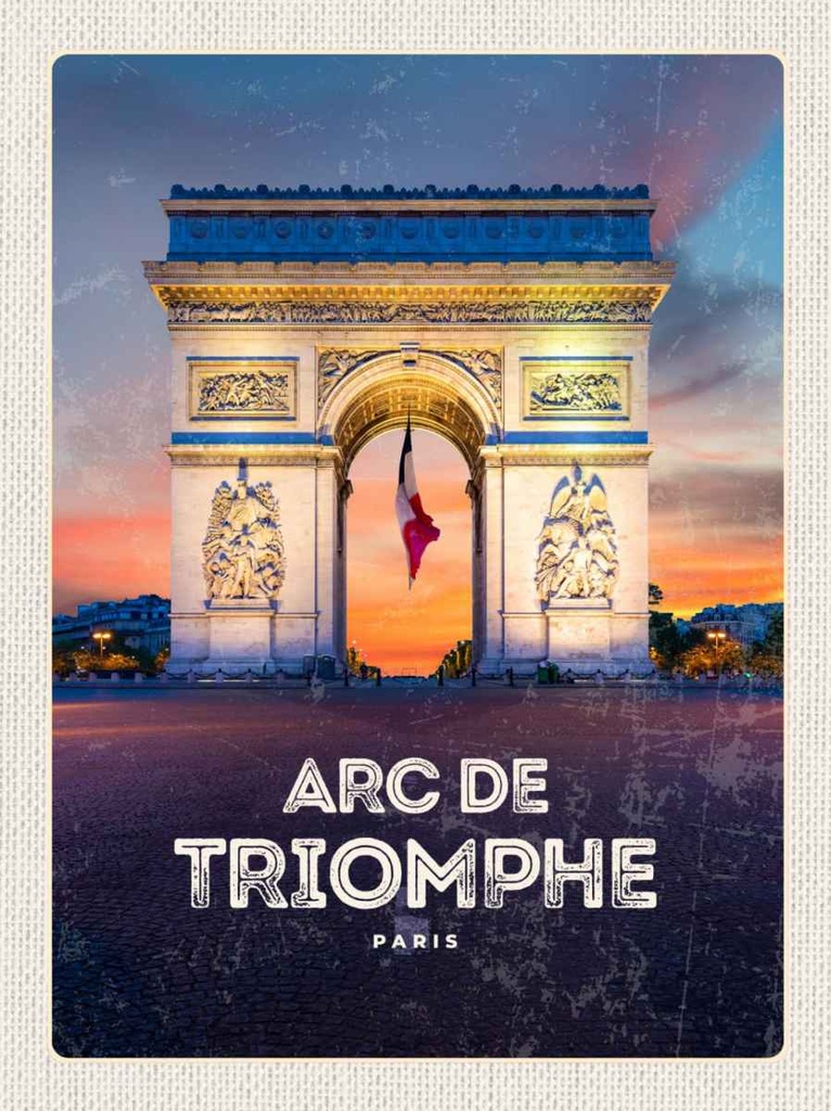 Holzschild 30x20 cm Arc de Triomphe Paris Denkmal Bildmotiv Reisemotiv Abenteuer Reisen