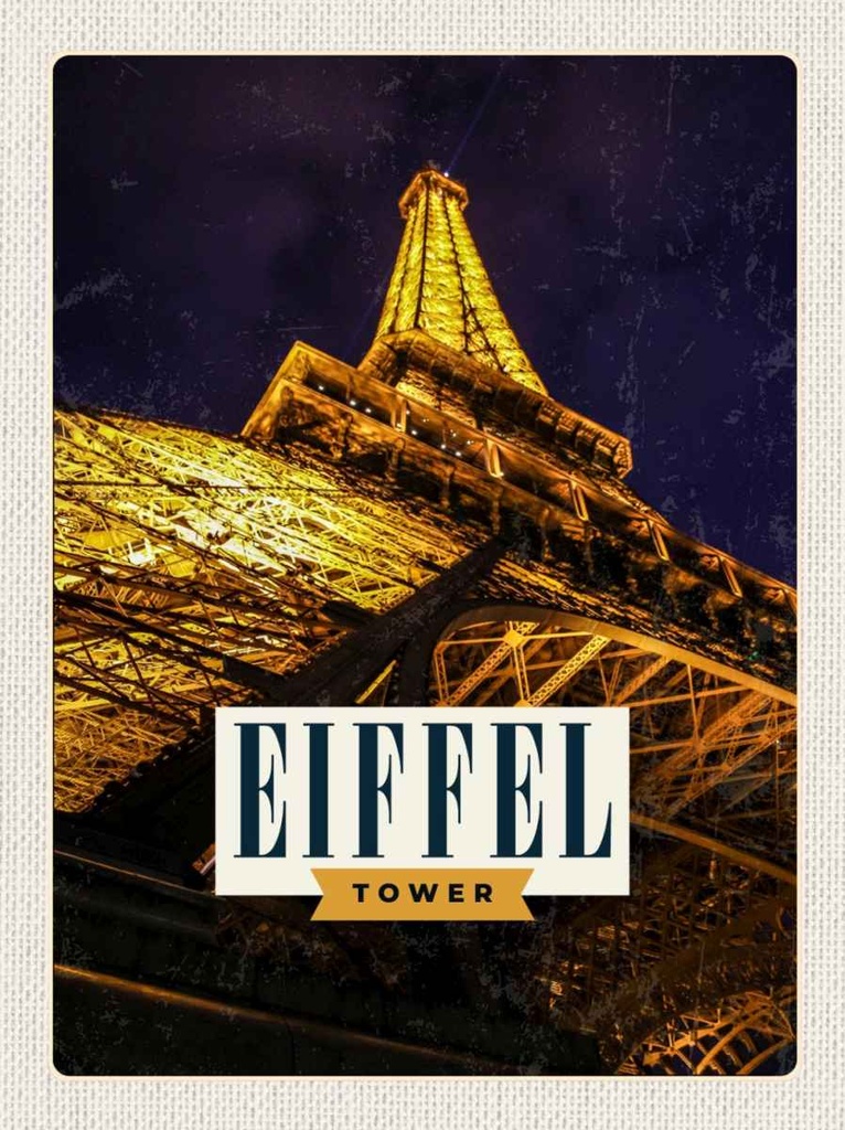 Holzschild 30x20 cm Retro Eiffel Tower Eiffelturm Paris Bildmotiv Reisemotiv Abenteuer Reisen
