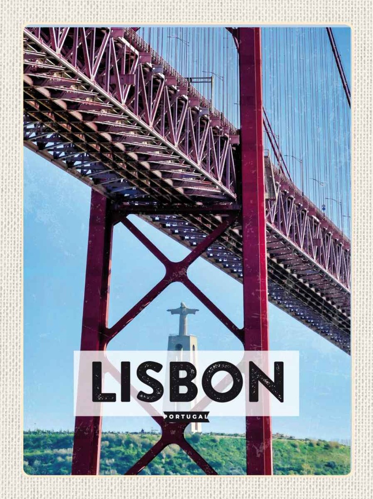 Holzschild 30x20 cm Lisbon Portugal Ponte 25 de Abril Bildmotiv Reisemotiv Abenteuer Reisen