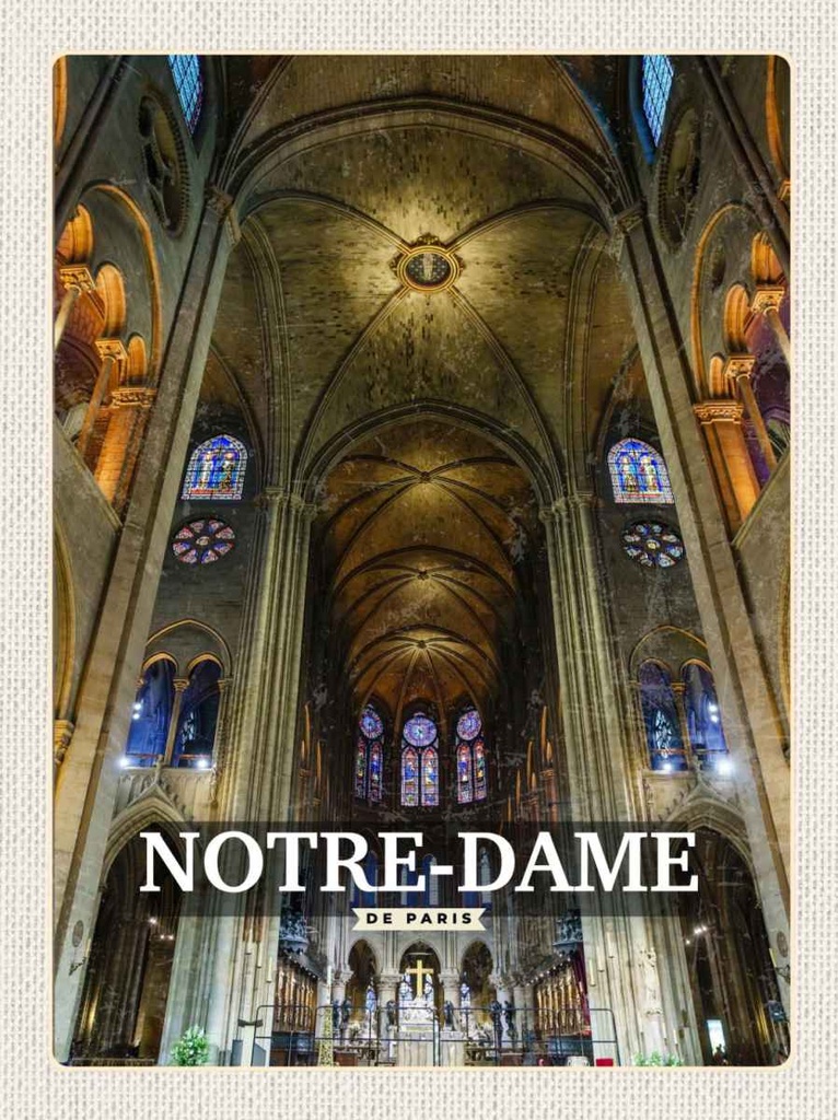 Holzschild 30x20 cm Notre Dame Paris Kathedrale Bildmotiv Reisemotiv Abenteuer Reisen
